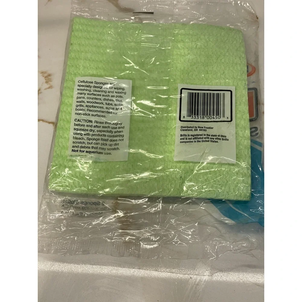 Vintage Brillo‎ Sponge Cloths 2 Count Cellulose Reusable Cleaning New Old Stock